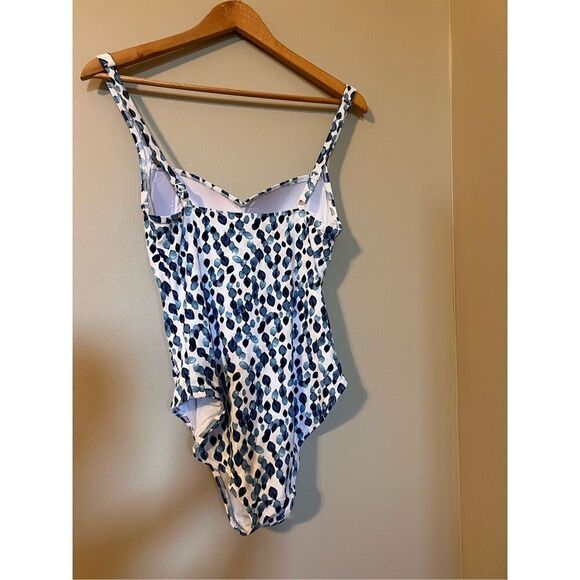 Nip Tuck Swim Size 8 Shapewear One Piece Swimsuit Blue Watercolor Dot Print - Picture 10 of 13